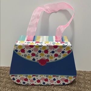 Mini gift “Bag” in Pink and Blue with Polka Dots and Trapezoidal Shape
